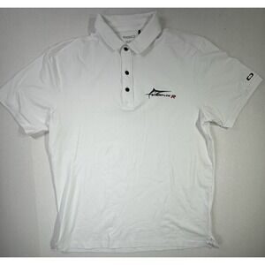 Ogio Streamline R White Golf Polo Shirt Men's‎ Size L Marlin Logo Performance